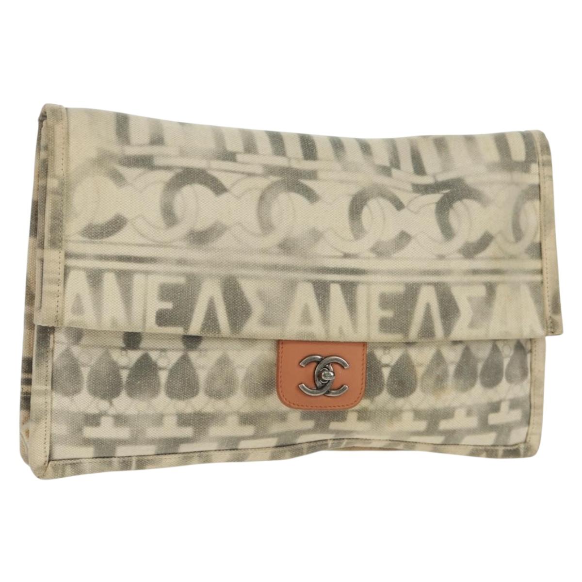 Chanel Grey Monogram Flap Clutch