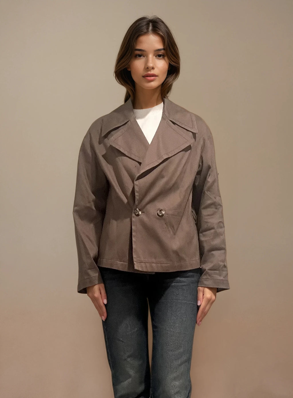 Escada Green Cropped Trench