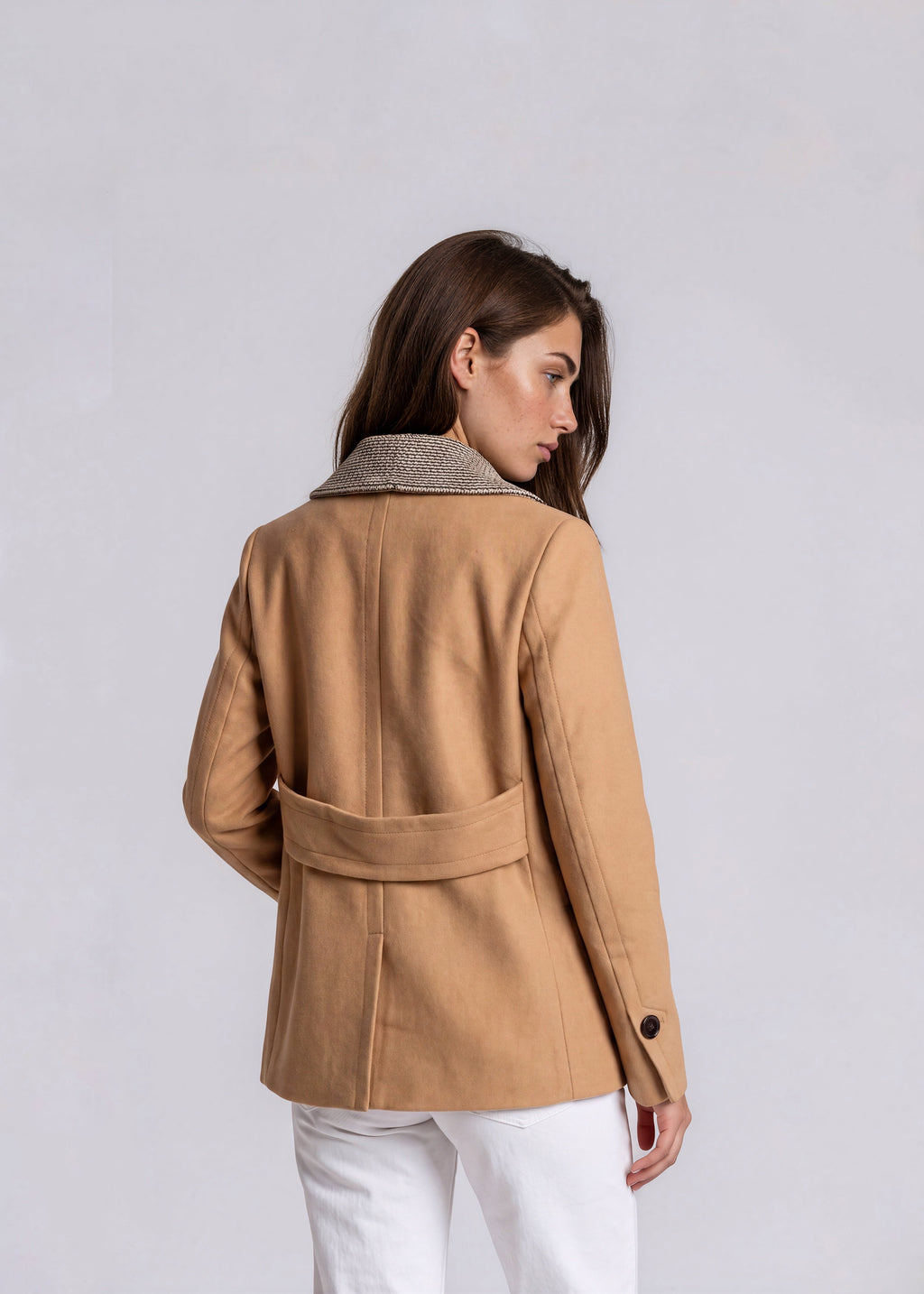 Proenza Schouler Tan and Grey Collared Jacket