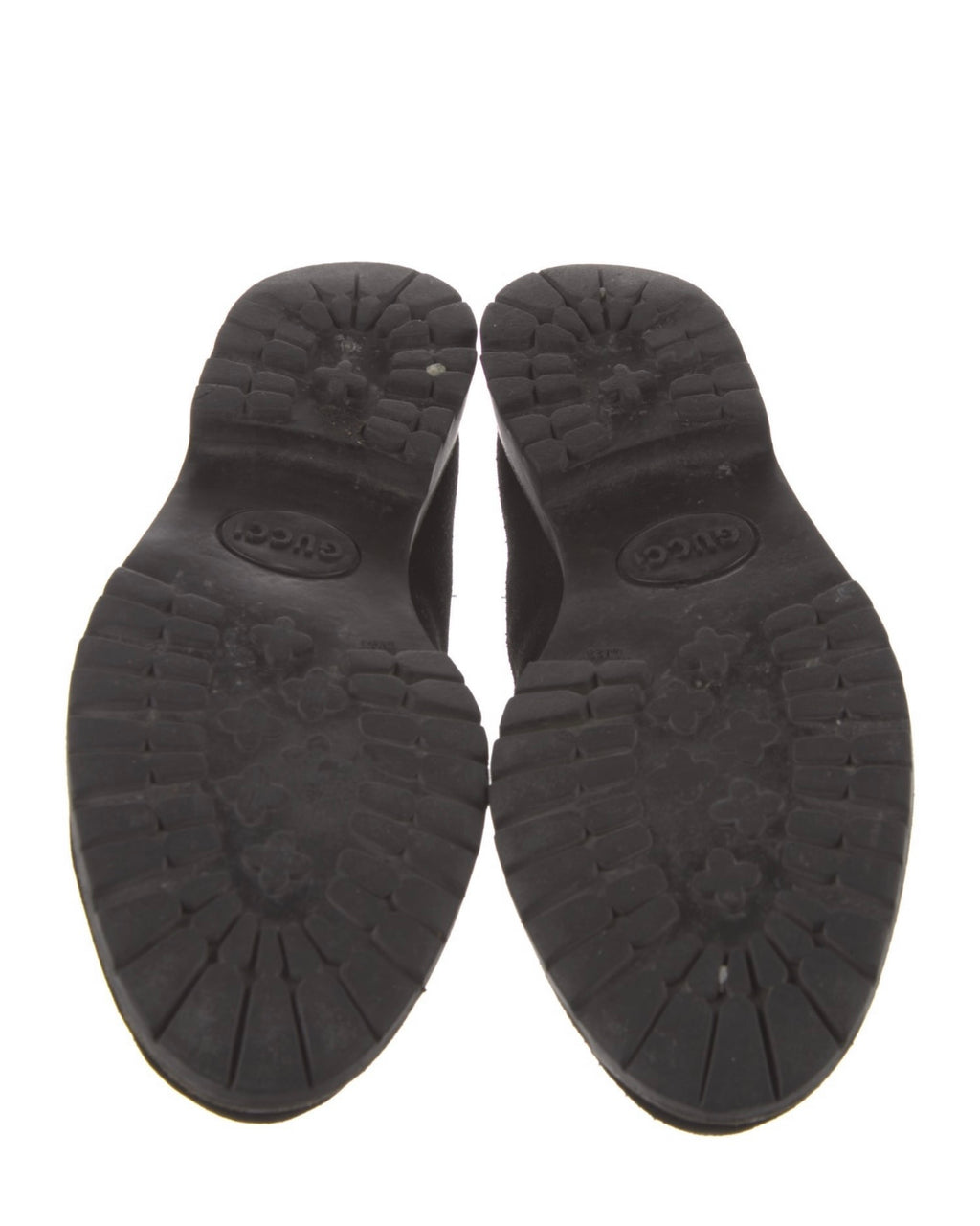 Gucci Black Suede and Gold Horsebit Loafers