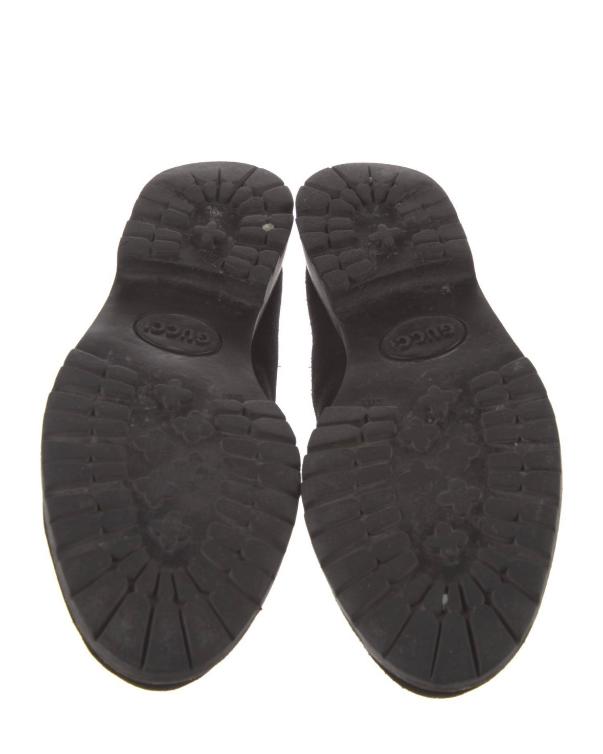 Gucci Black Suede and Gold Horsebit Loafers
