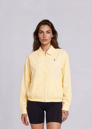 YSL Light Yellow Collared Bomber with Navy Logo