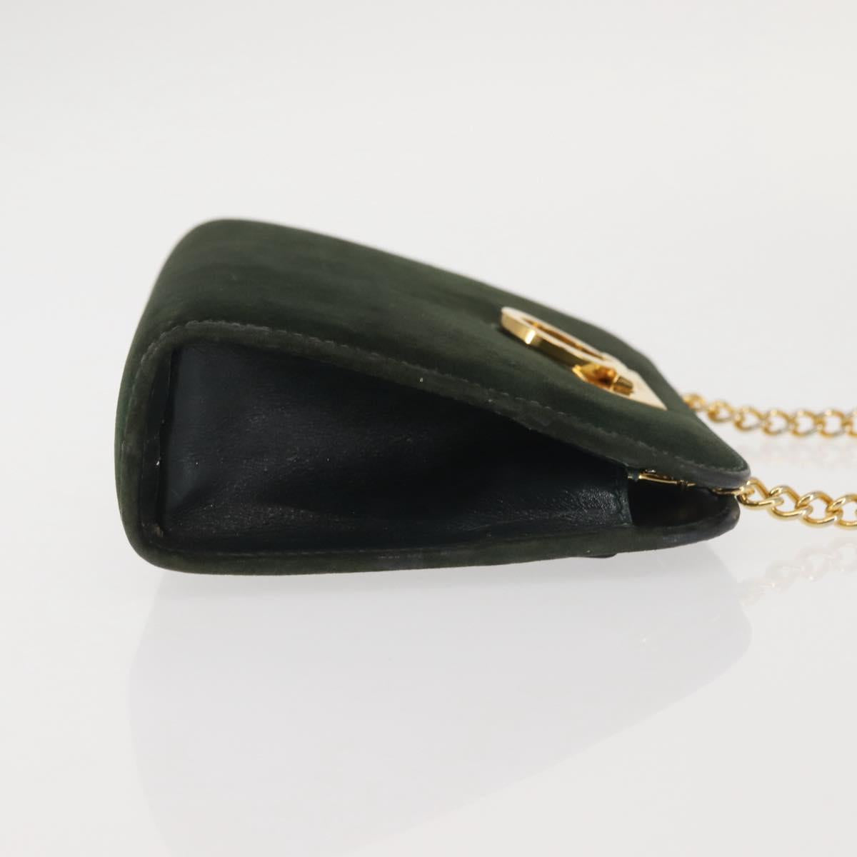 Ferragamo Green Suede Shoulder Bag