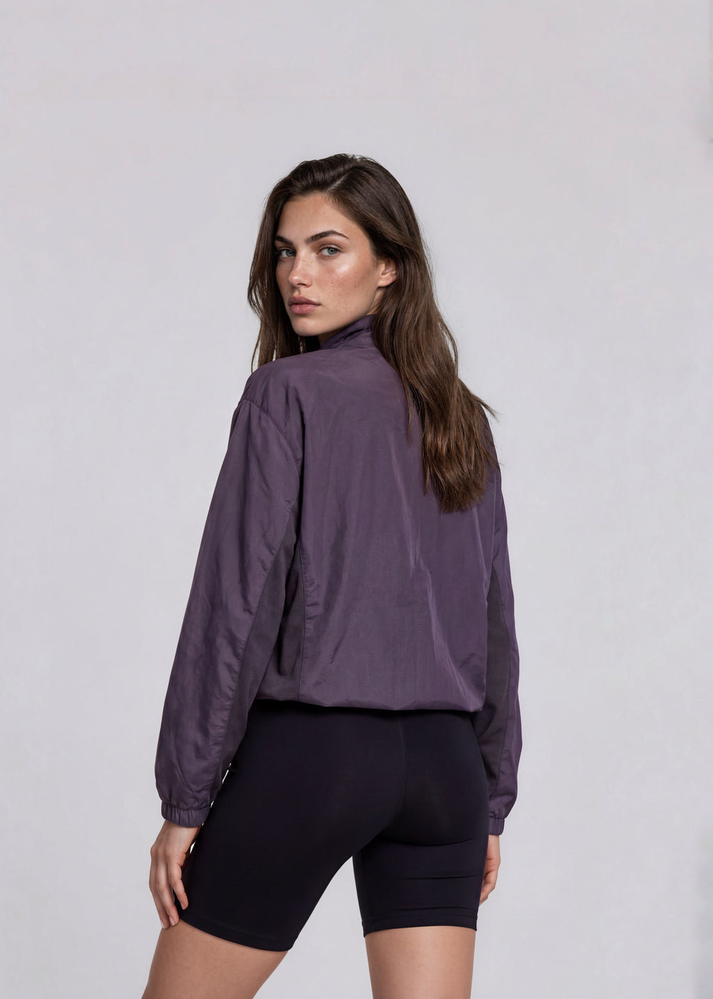 YSL Purple Paneled Windbreaker Bomber