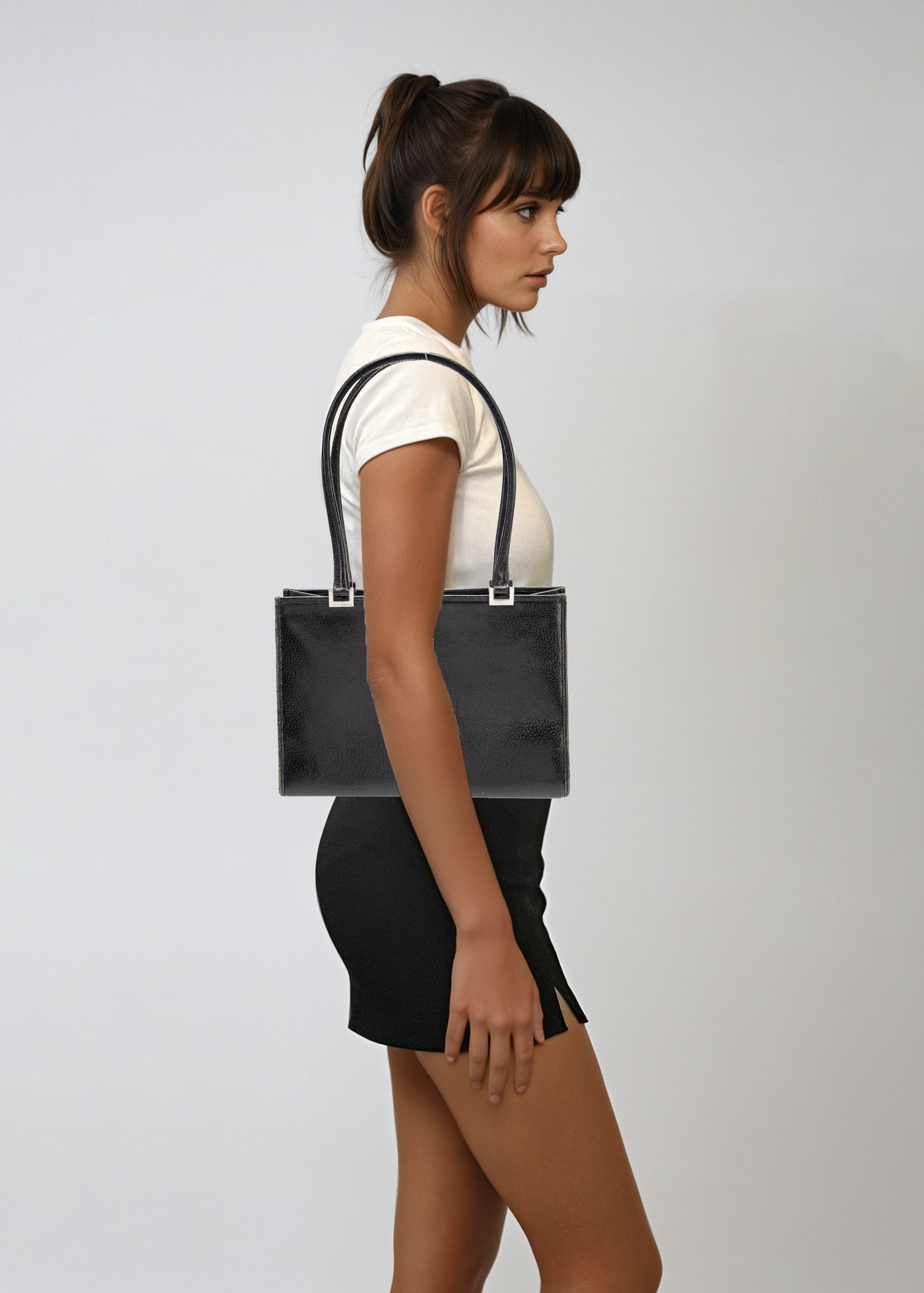 Gucci Black Leather Rectangle Jackie