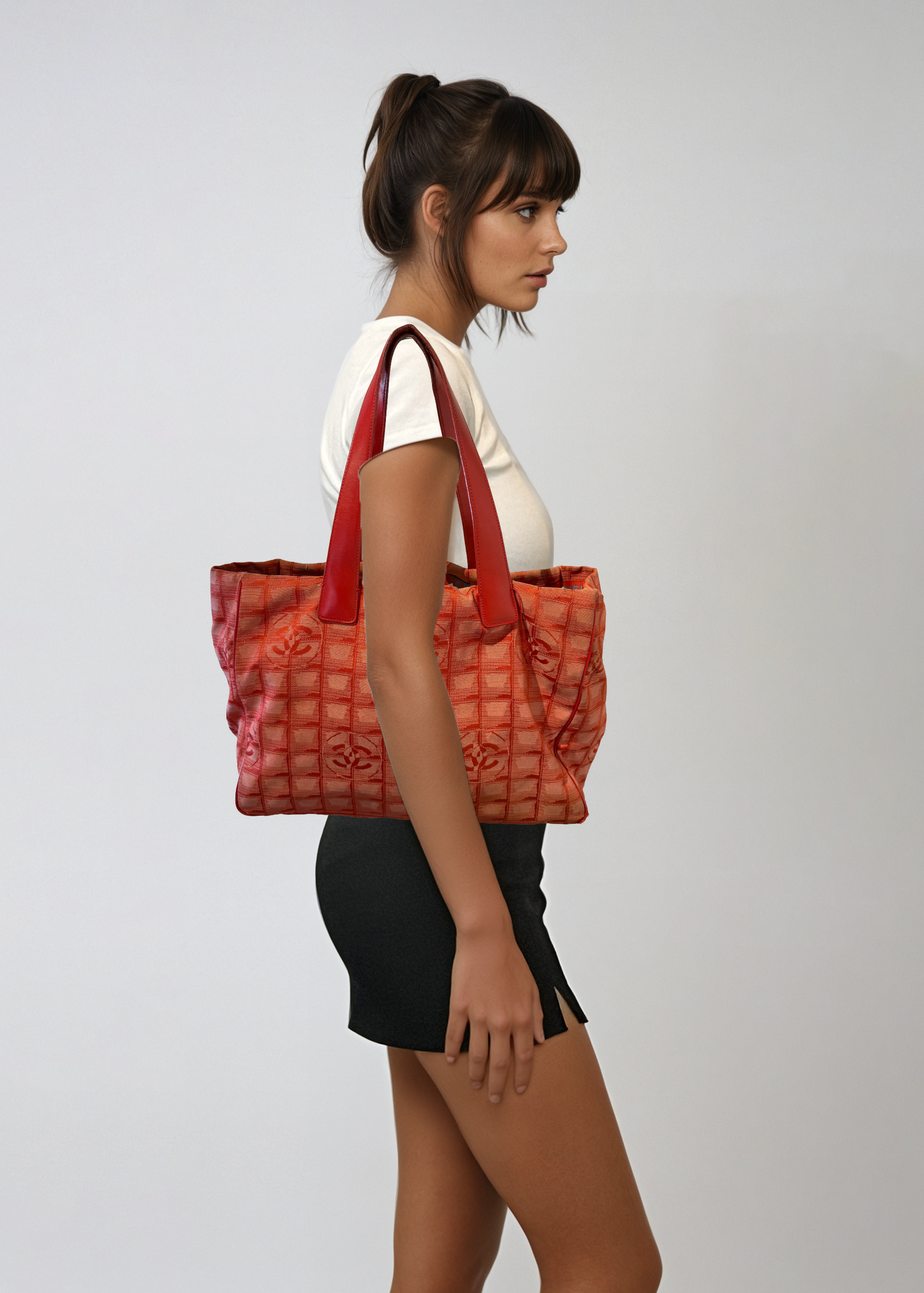 Chanel Red Monogram Travel Tote