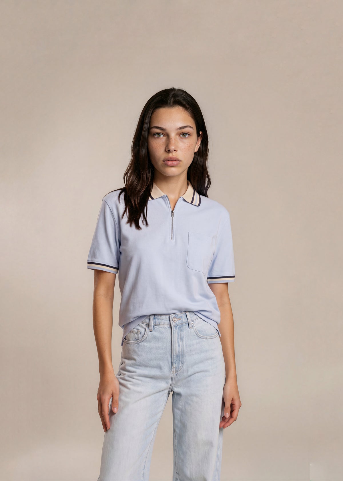 Prada Baby Blue Quarter Zip Tshirt
