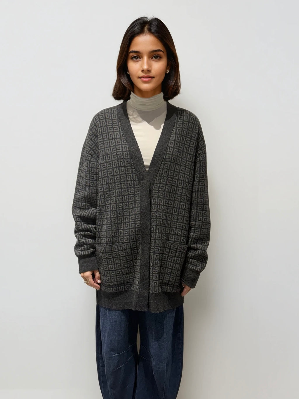 Givenchy Grey Logo Cardigan