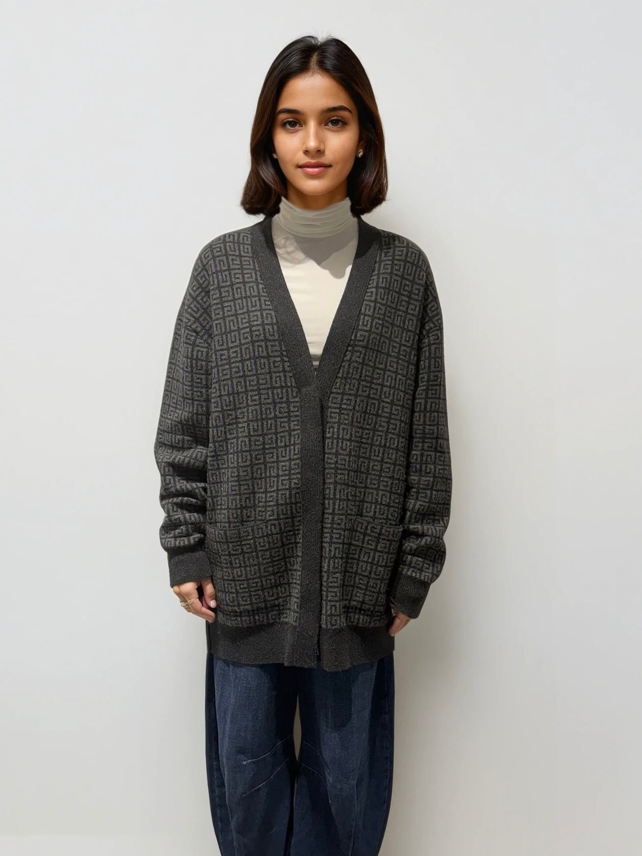 Givenchy Grey Logo Cardigan