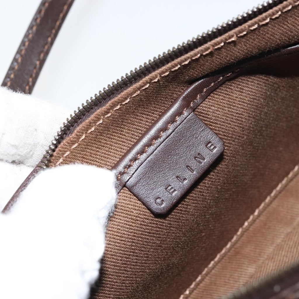 Celine White and Brown Monogram Shoulder Bag