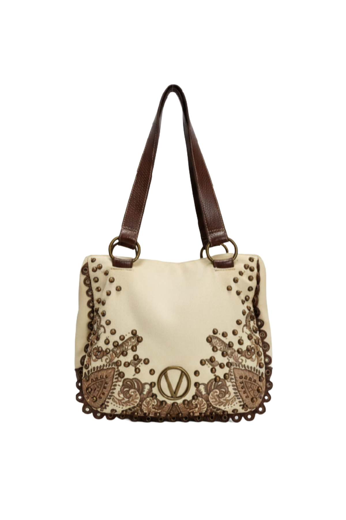 Valentino Cream Studded Tote