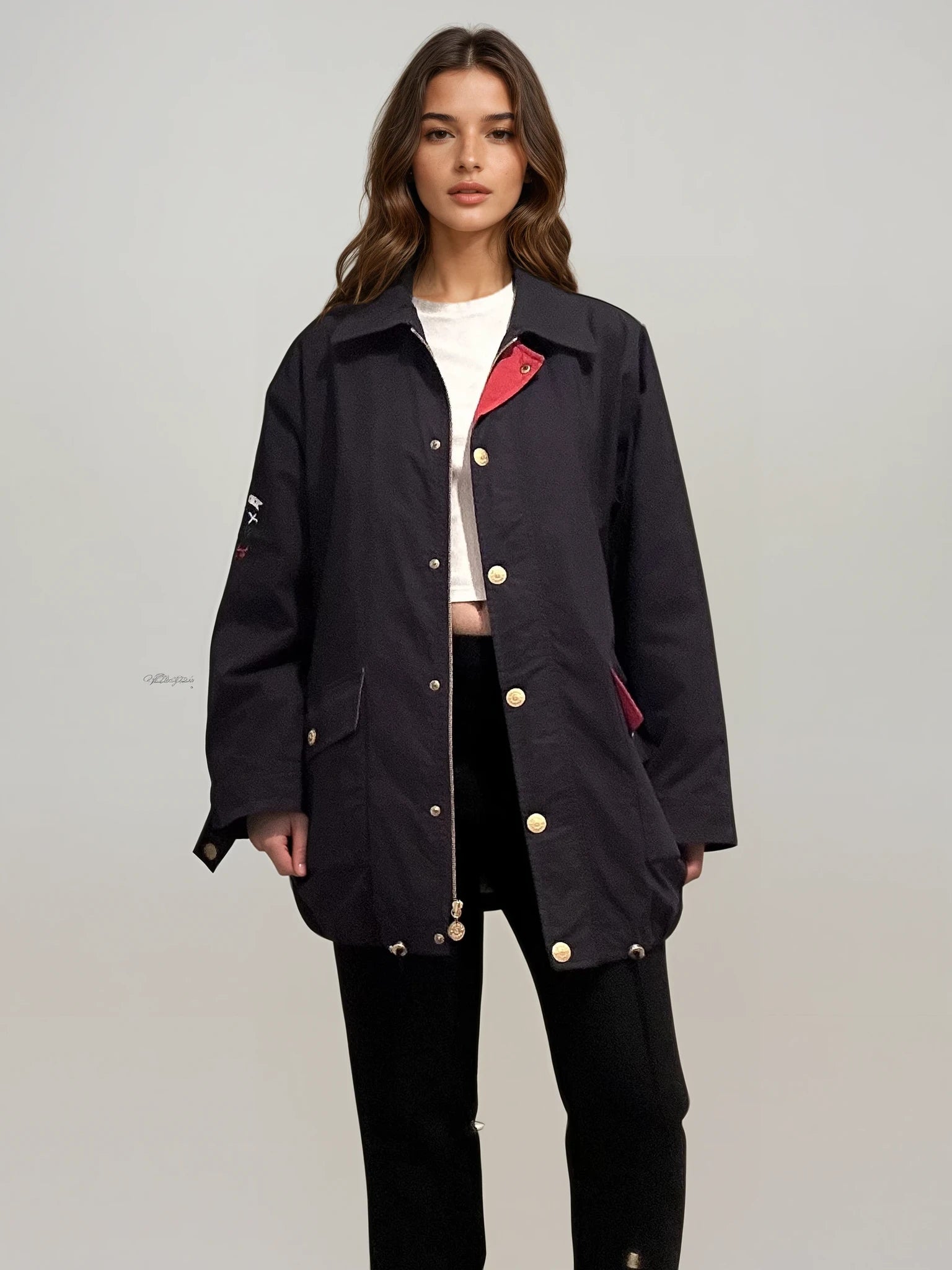 Escada Navy and Gold Button Jacket