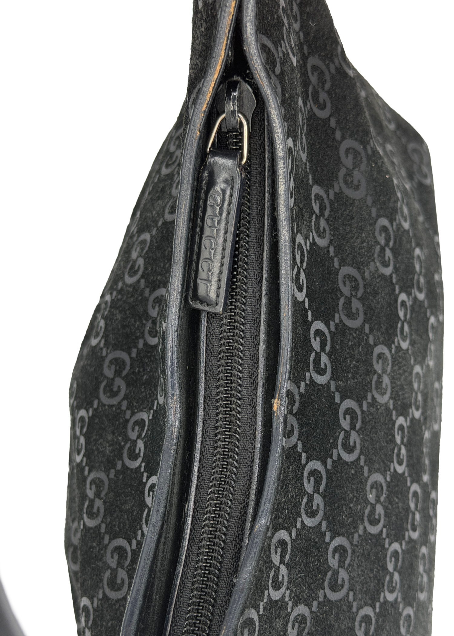Gucci Black Suede Bamboo Shoulder Bag