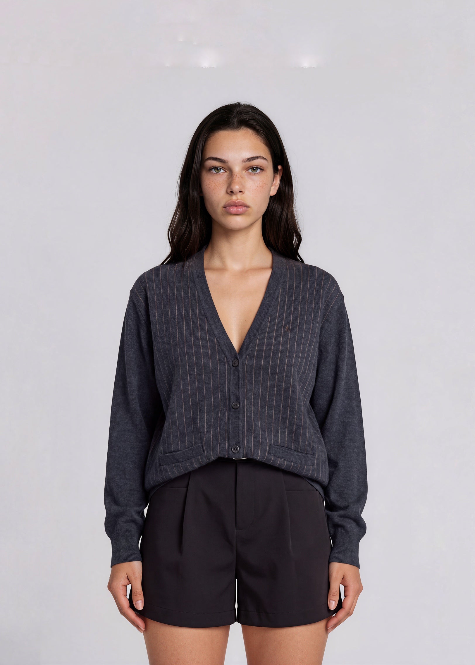 YSL Dark Grey Striped Cardigan