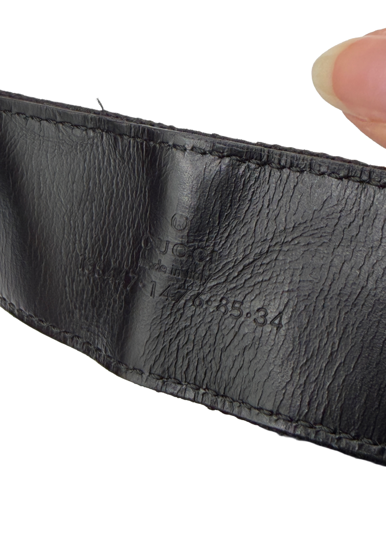 Gucci Black Monogram Canvas and Leather Belt