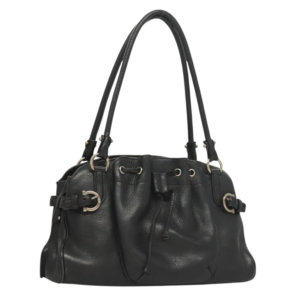 Ferragamo Black Leather Shoulder Bag