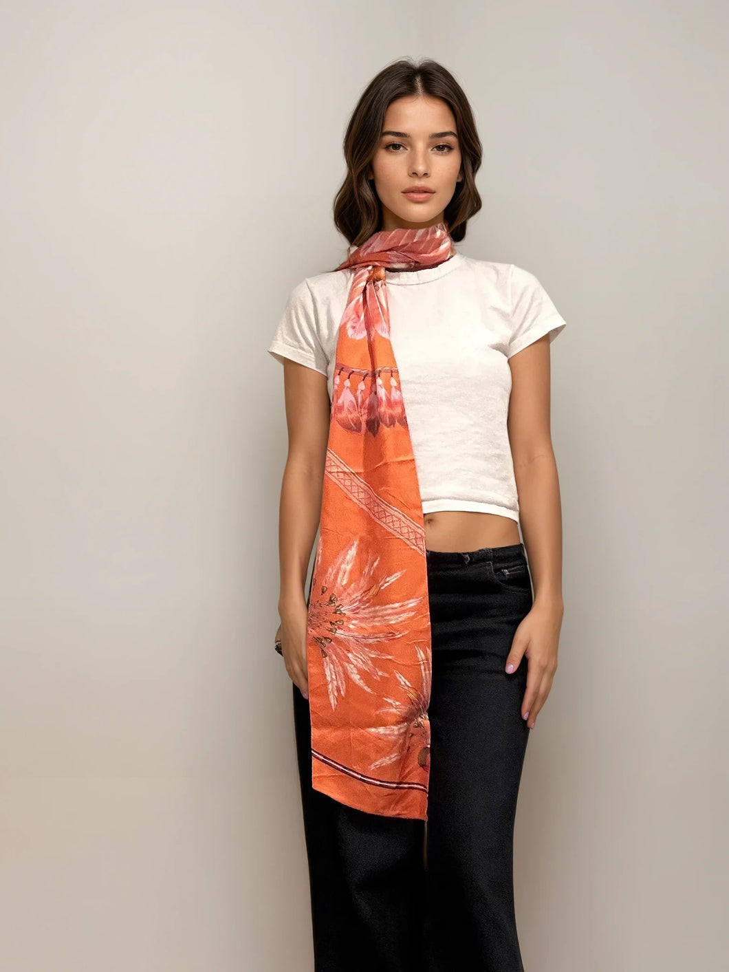 Hermès Orange Printed Scarf