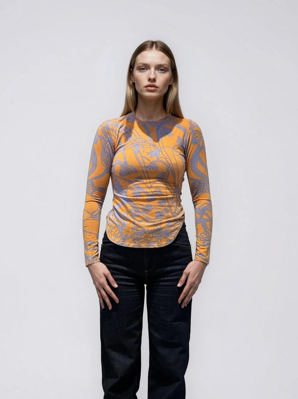 Pucci Orange & Blue Printed Long Sleeve