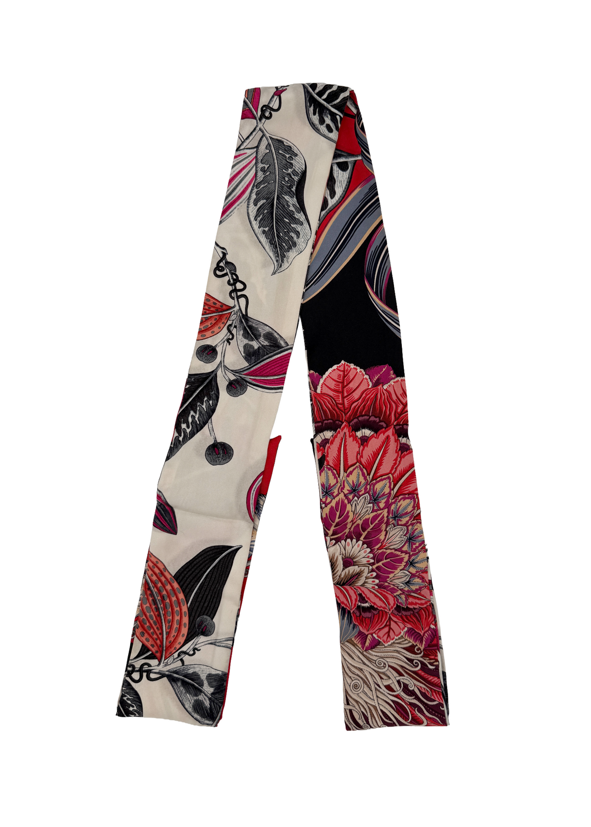 Ferragamo Pink and Black Printed Twilly