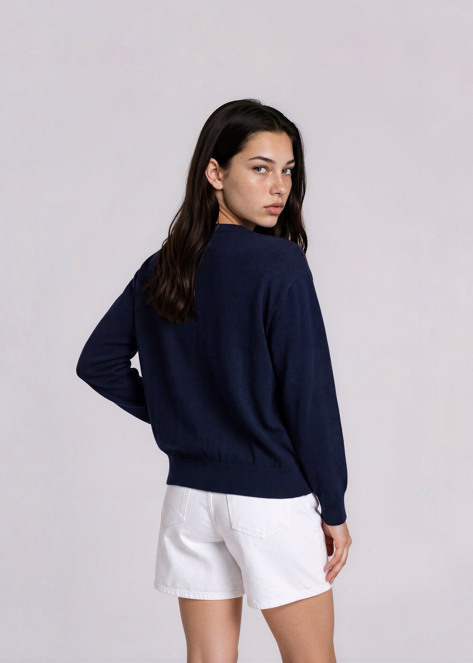 YSL Navy Diamond Printed Cardigan