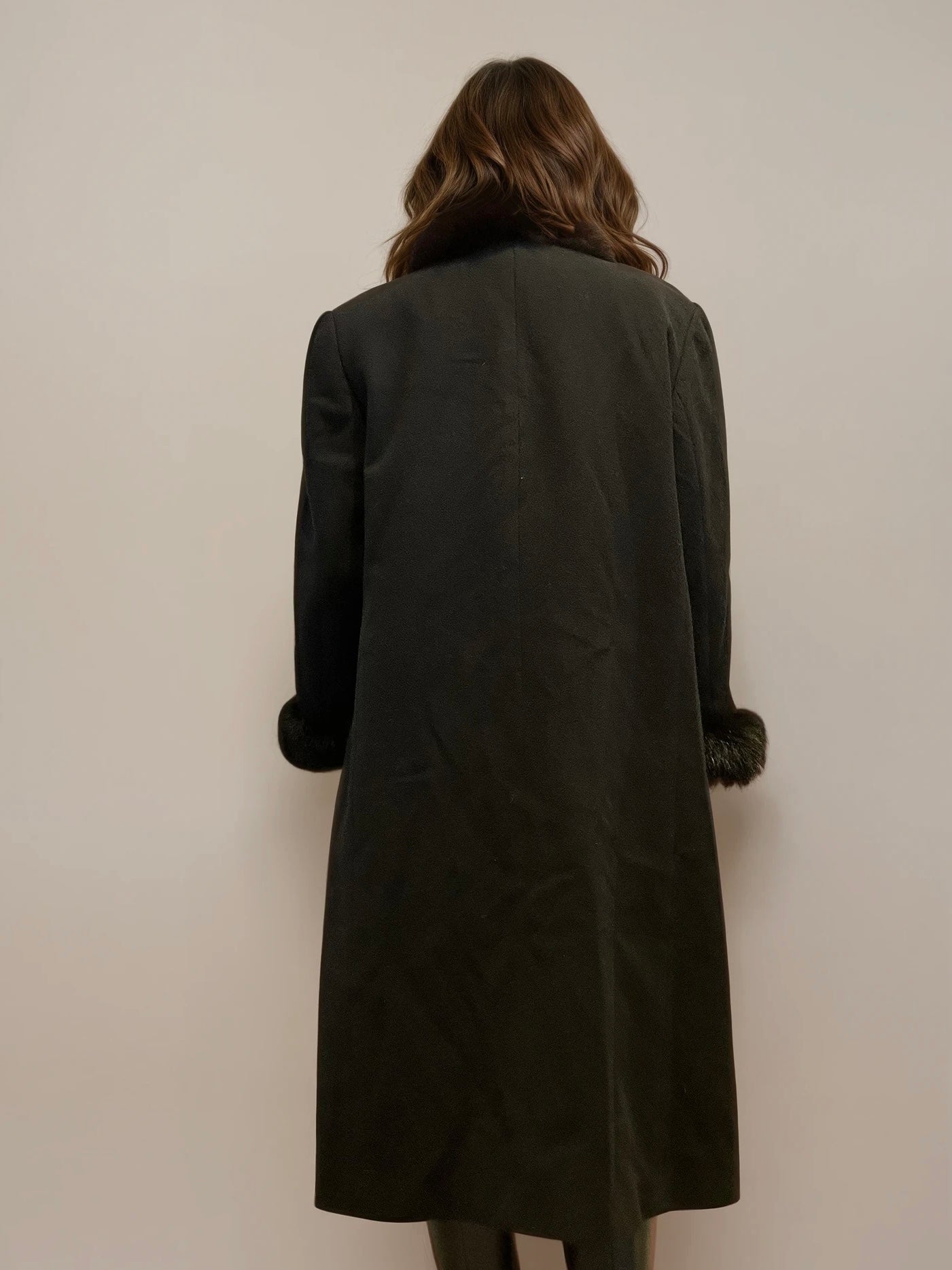 Fur and Wool Black and Brown Coat