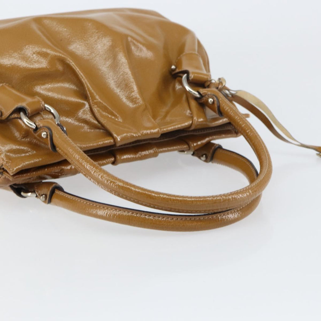 Ferragamo Tan Patent Hobo Bag