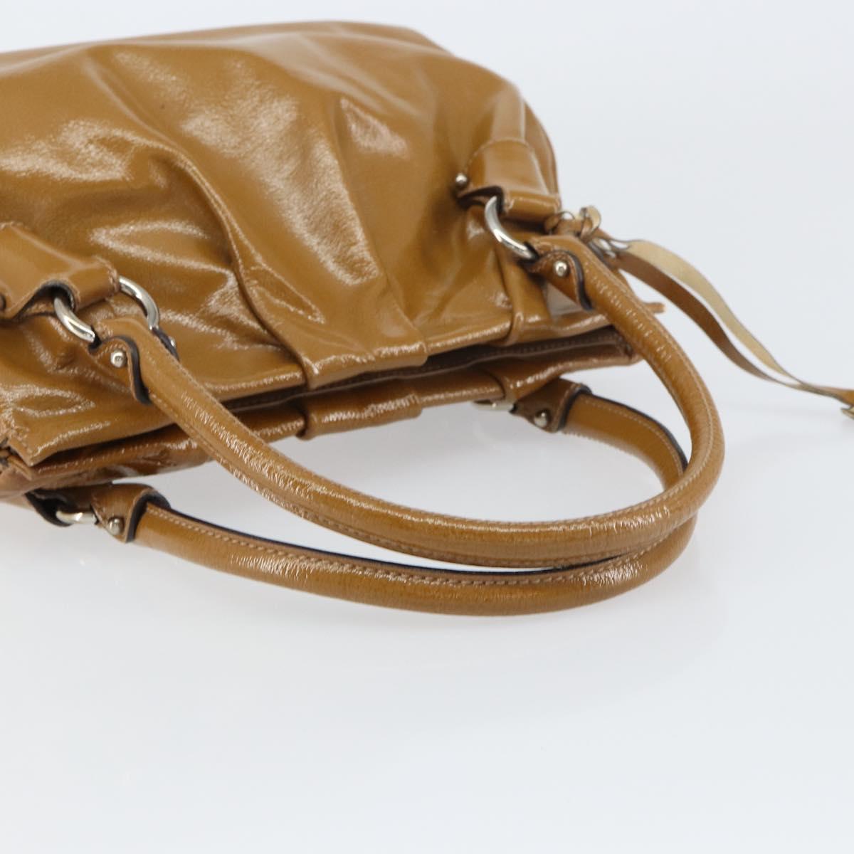 Ferragamo Tan Patent Hobo Bag