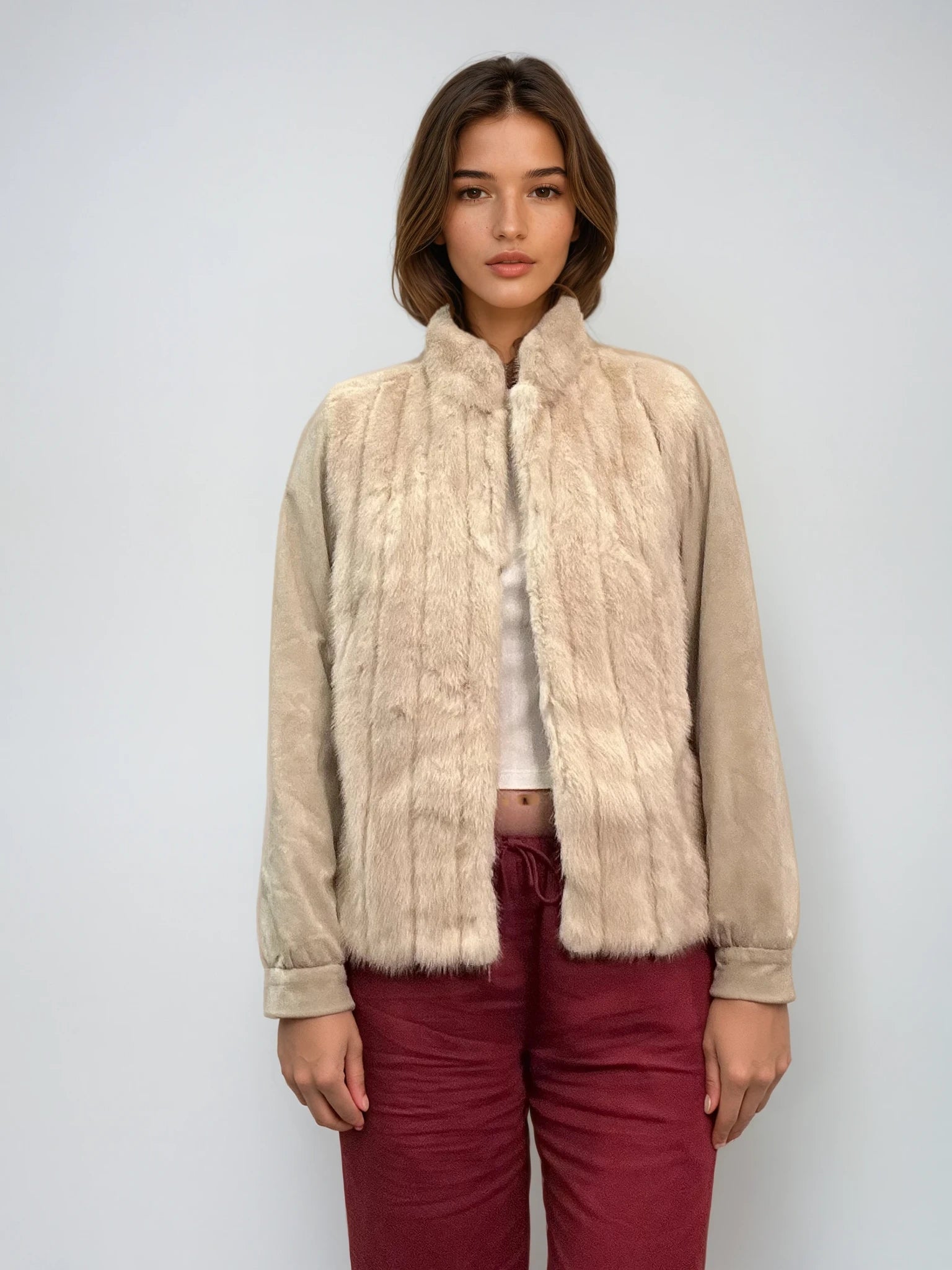 Cream Mink Fur Sweater Coat