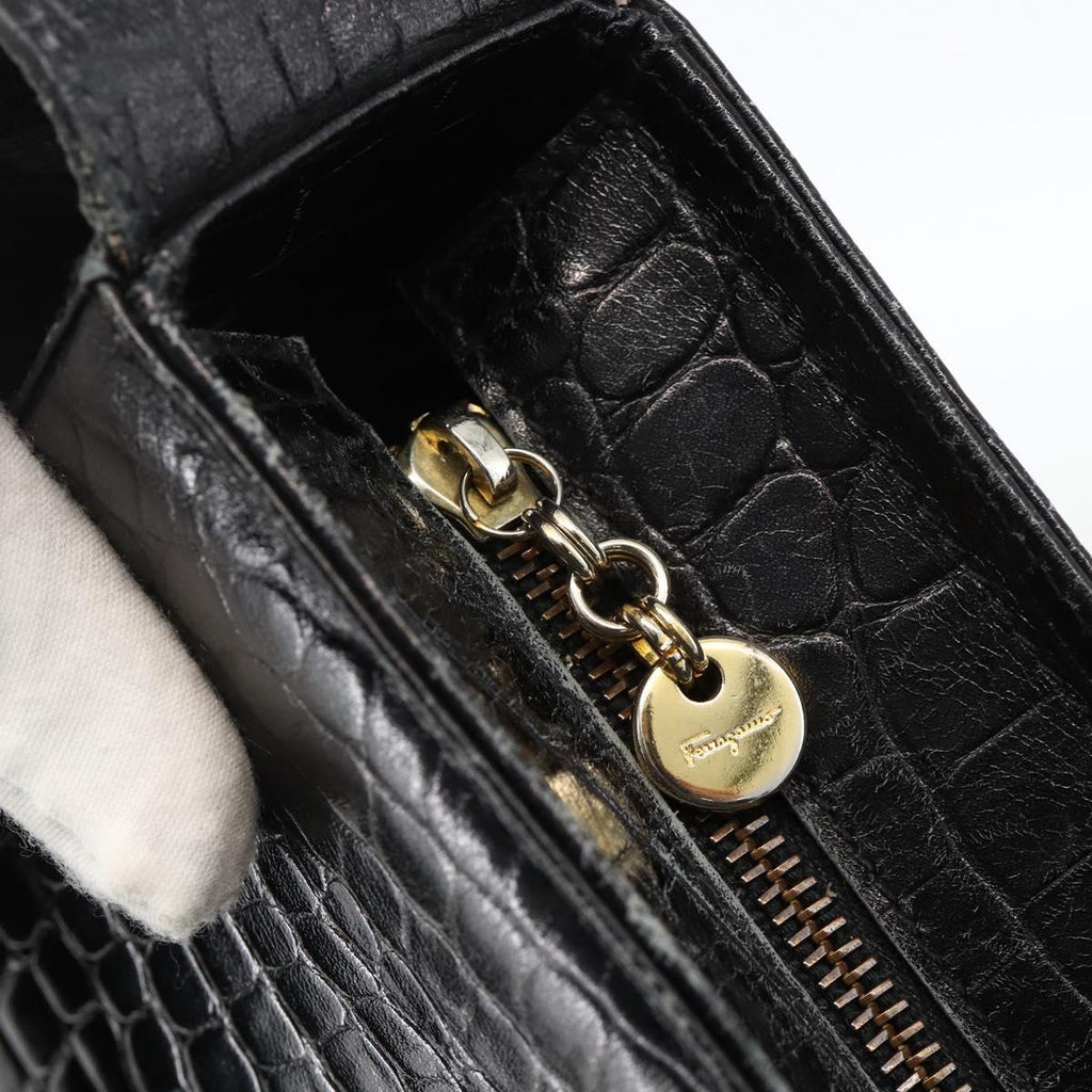 Ferragamo Black Leather Shoulder Bag