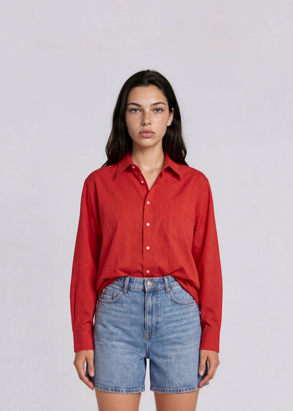 YSL Red Monogram Button Down