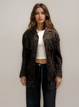 Load image into Gallery viewer, Brown Fringe Suede Jacket
