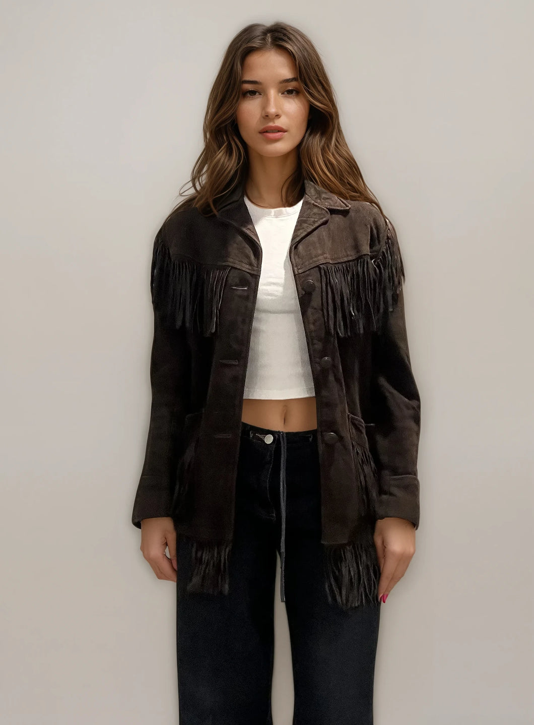 Brown Fringe Suede Jacket