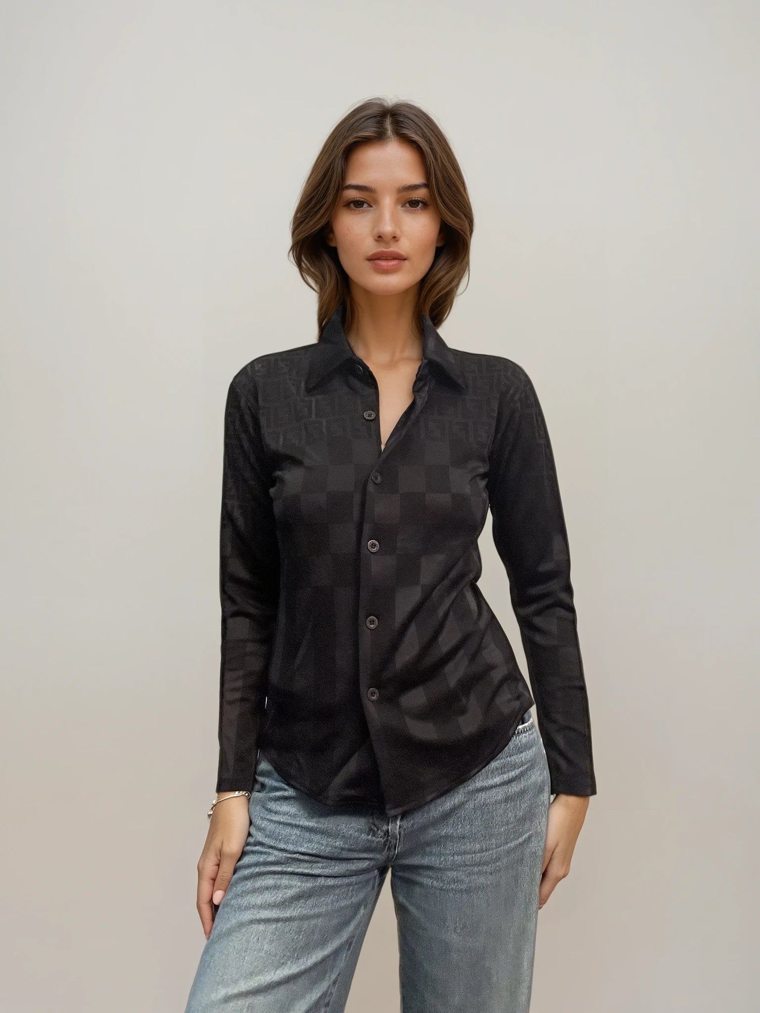 Fendi Black Monogram Button Down