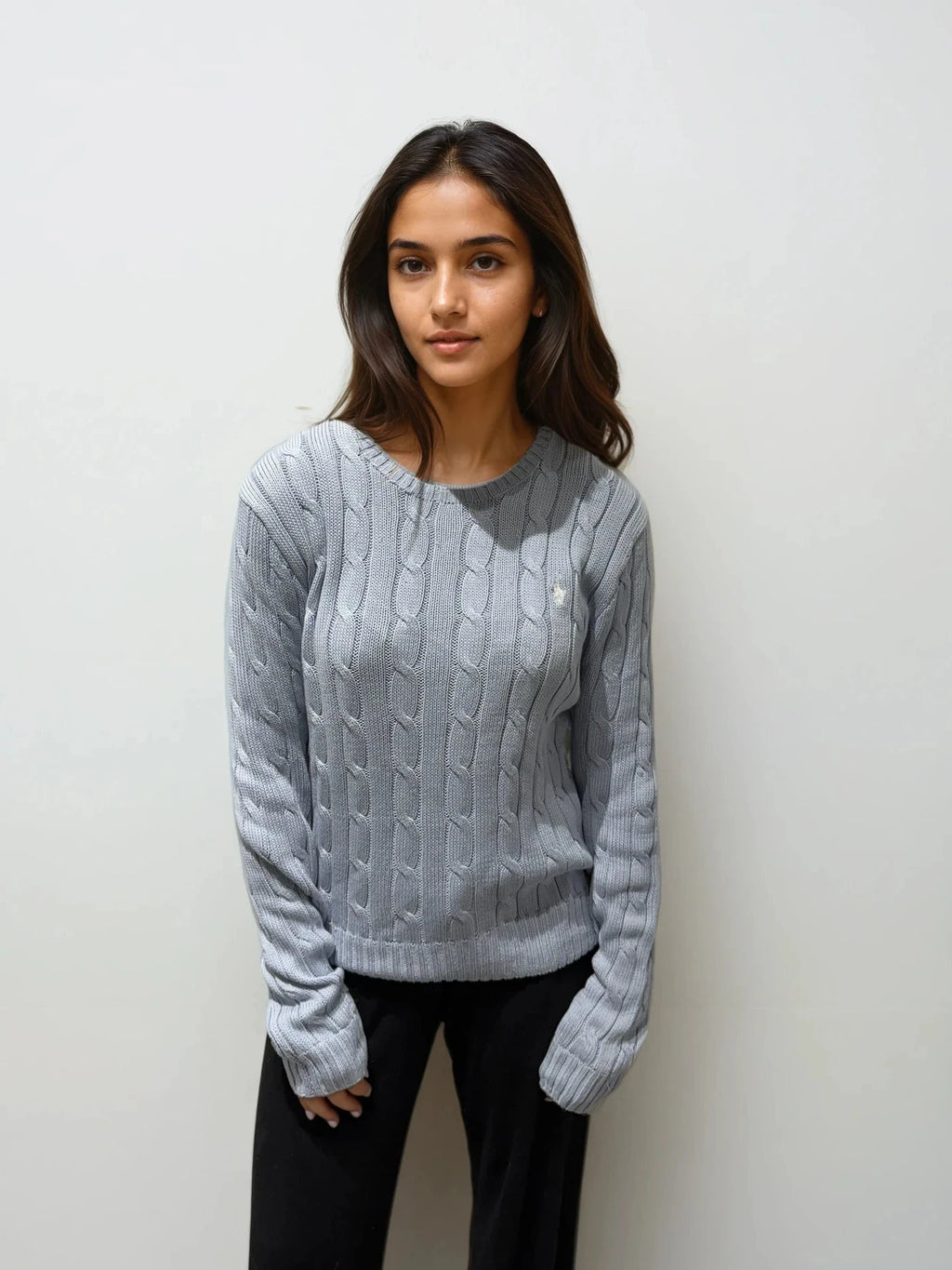 Ralph Lauren Blue Lightweight Cableknit Sweater