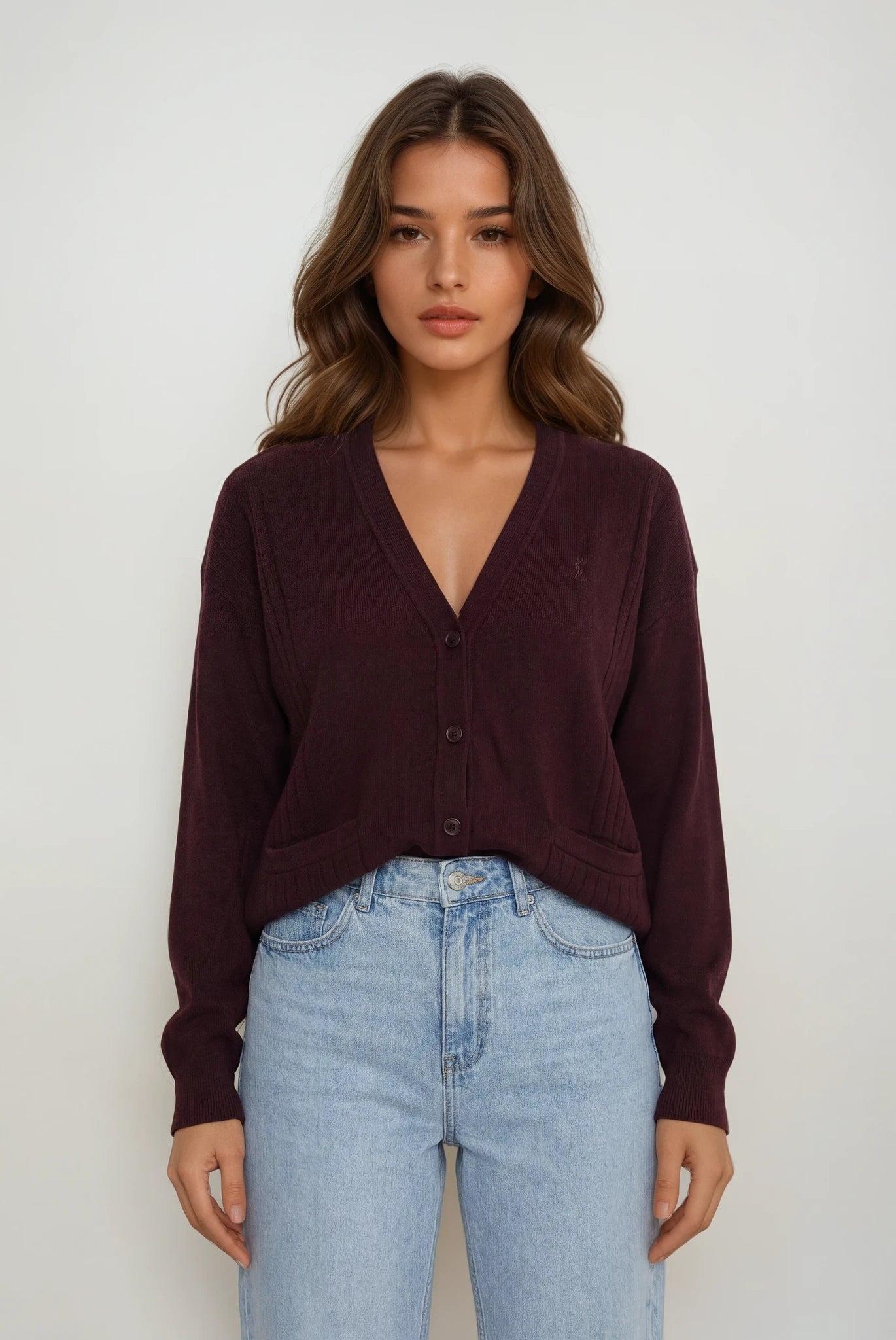 YSL Burgundy Cardigan
