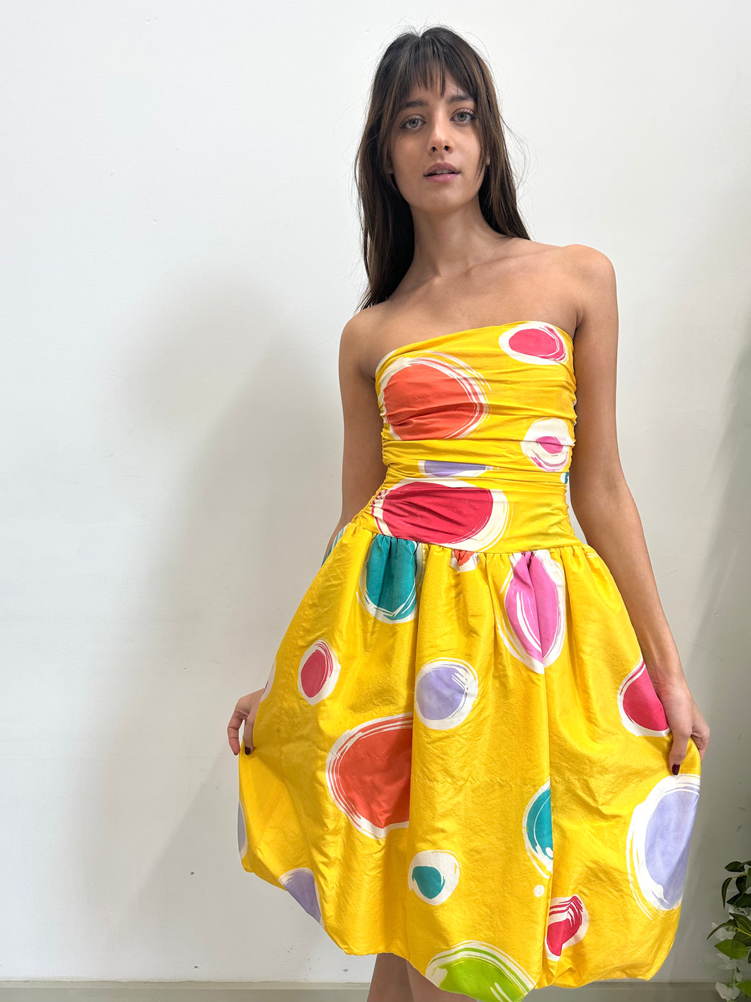 Oscar De La Renta Printed Yellow Dress