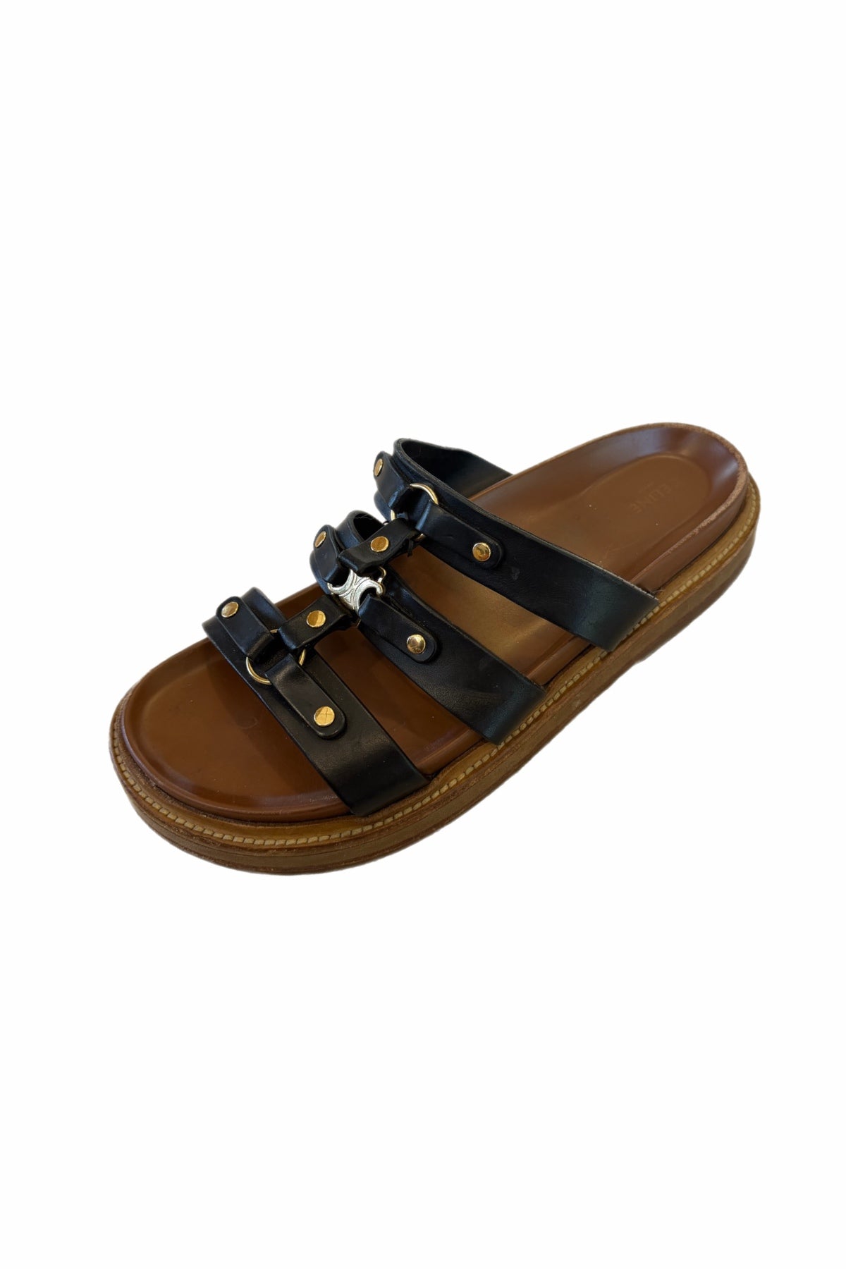 Celine Black Leather Sandals