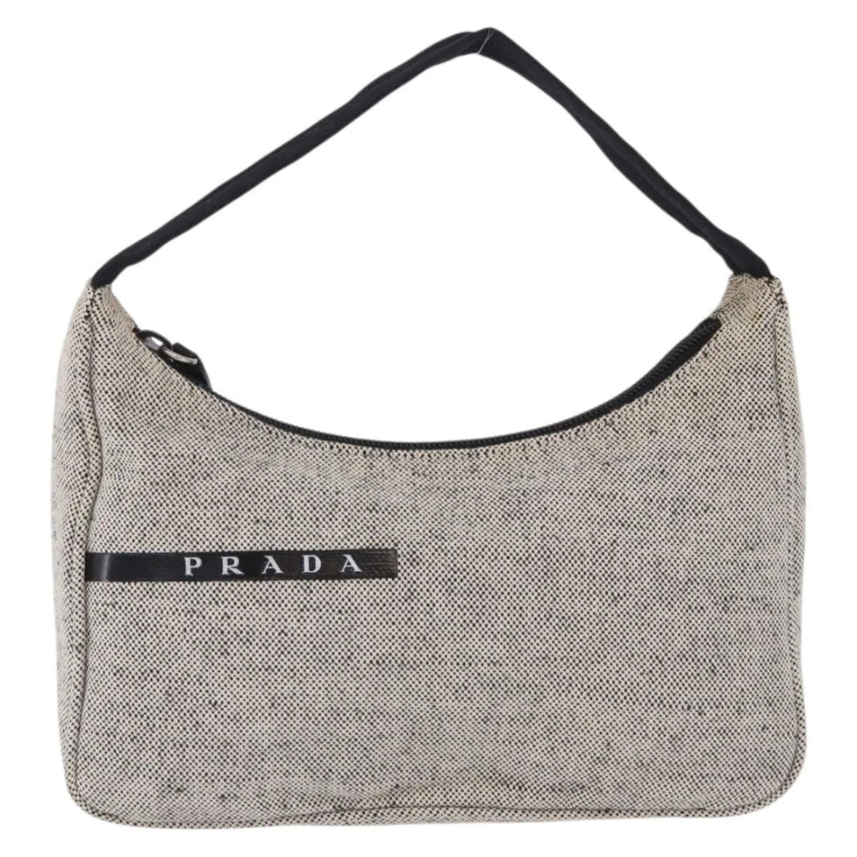 Prada Light Grey Canvas Shoulder Bag