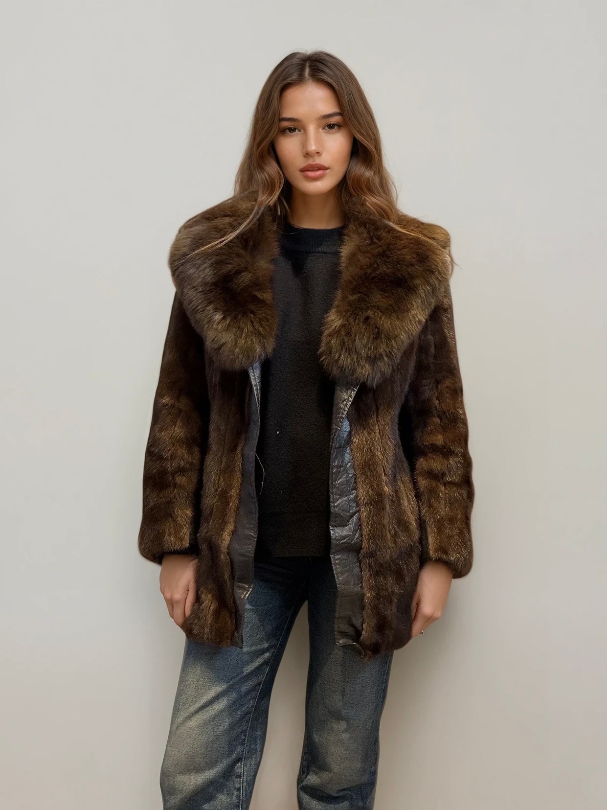 Mink and Leather Coat