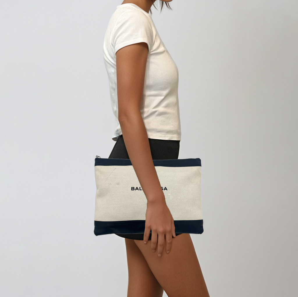 Balenciaga Canvas Logo Clutch