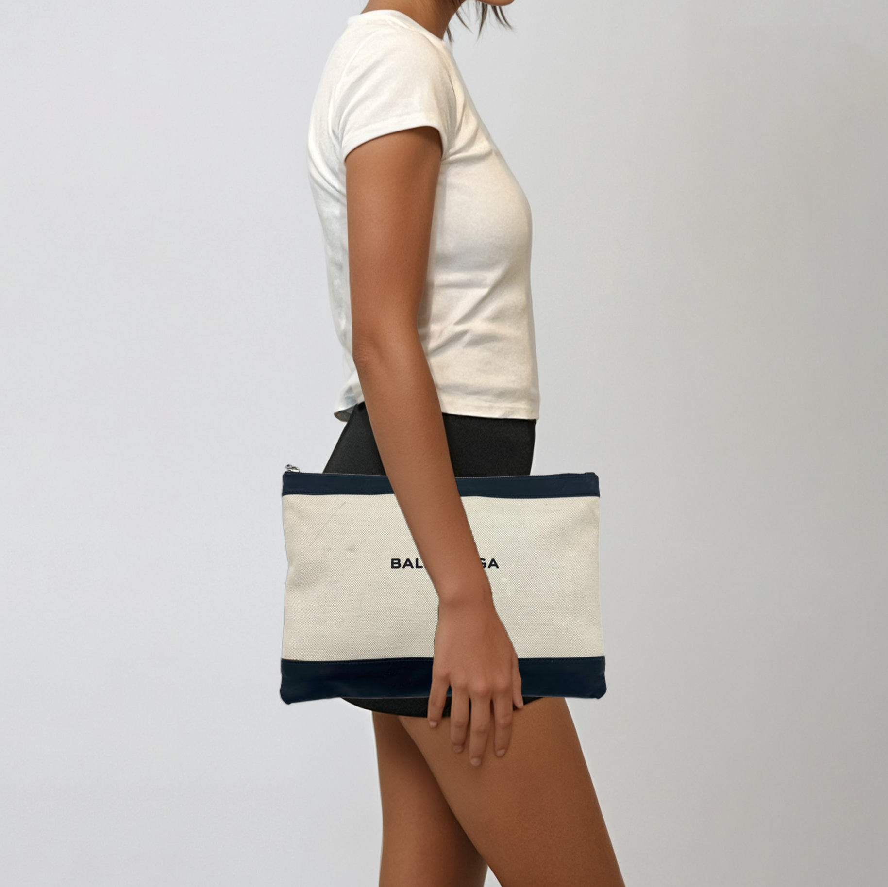 Balenciaga Canvas Logo Clutch