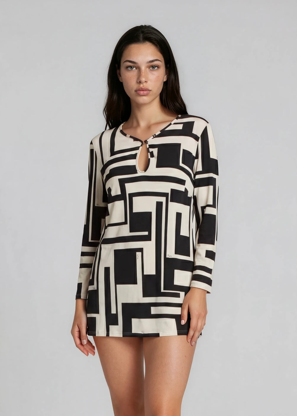 Pucci Black and White Printed Mini Dress