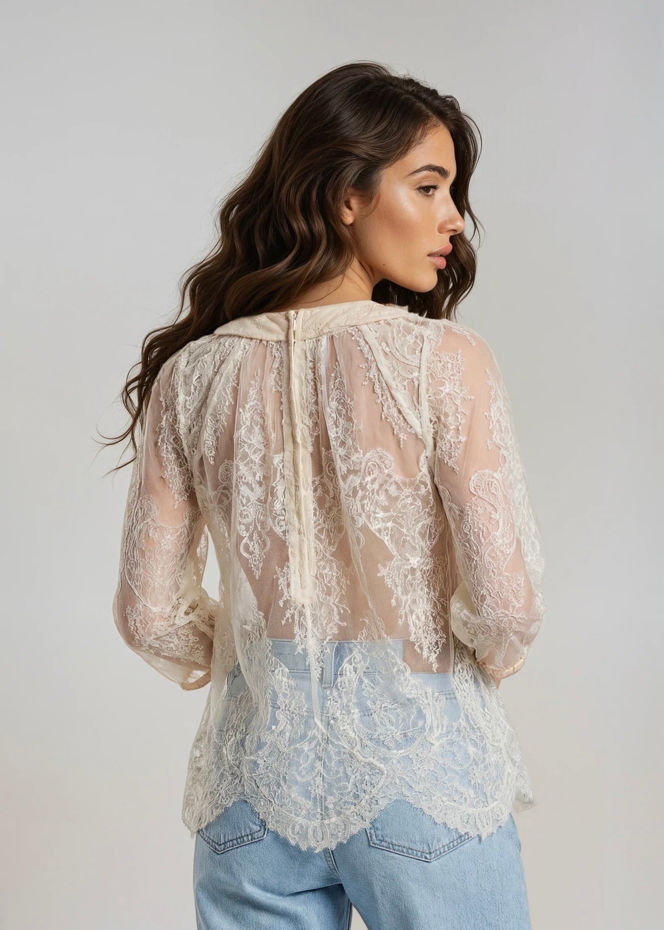 Dolce & Gabbana Cream Lace Blouse