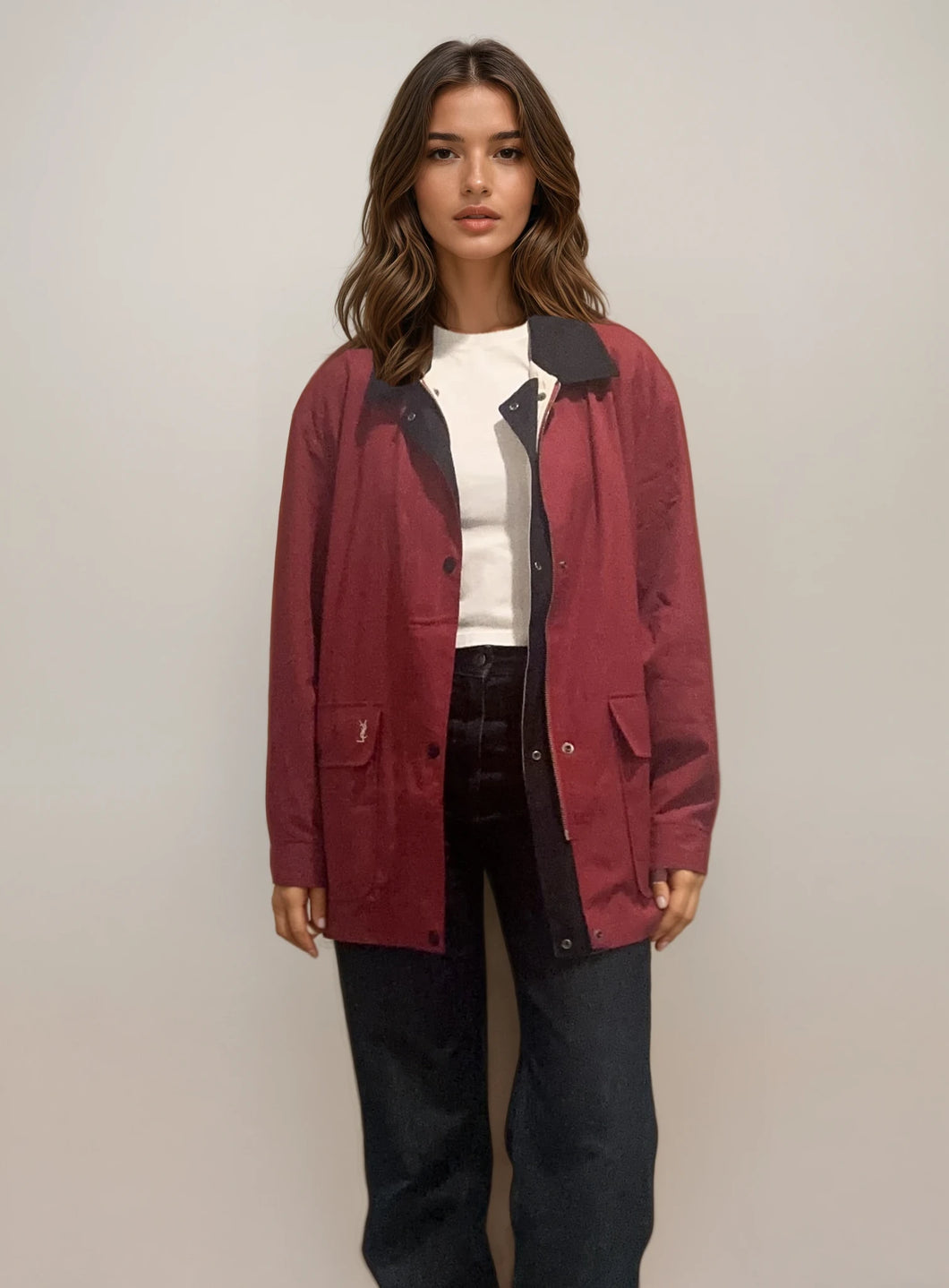 YSL Red and Cream Reversible Bomber