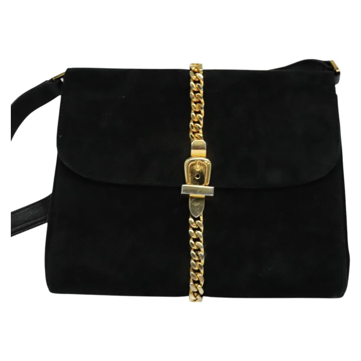 Gucci Black Suede Chain Shoulder Bag