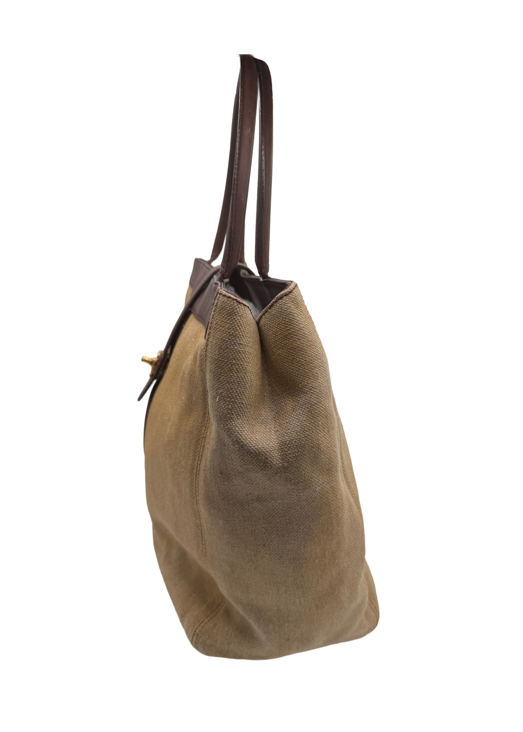Chanel Brown Leather and Canvas Handbag