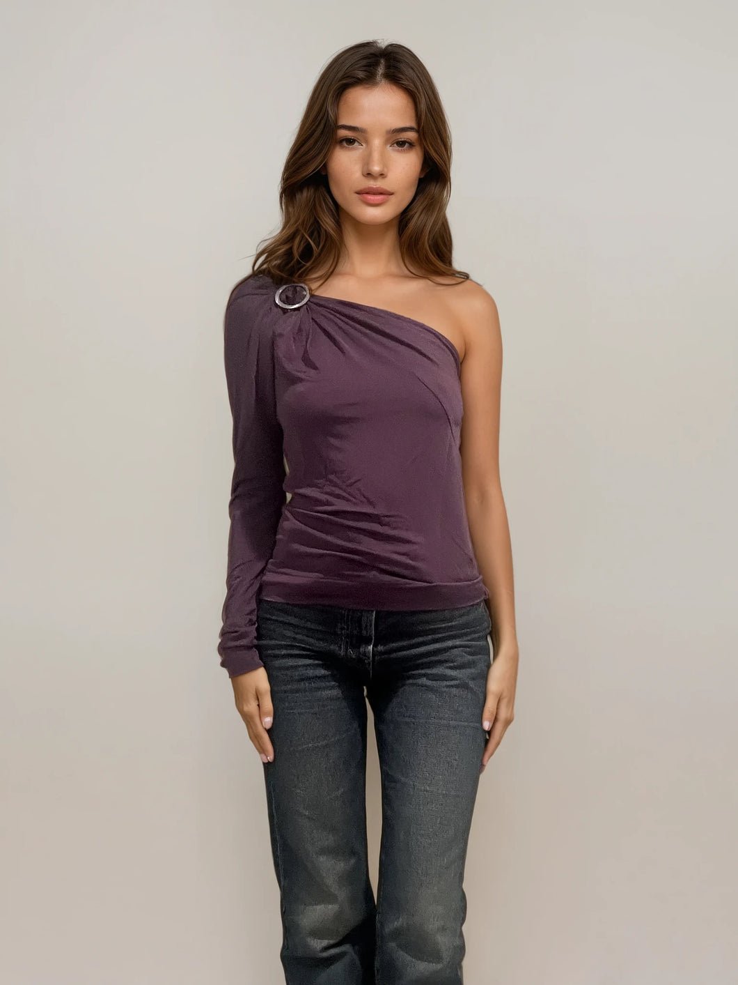 Cavalli Purple One Shoulder Top