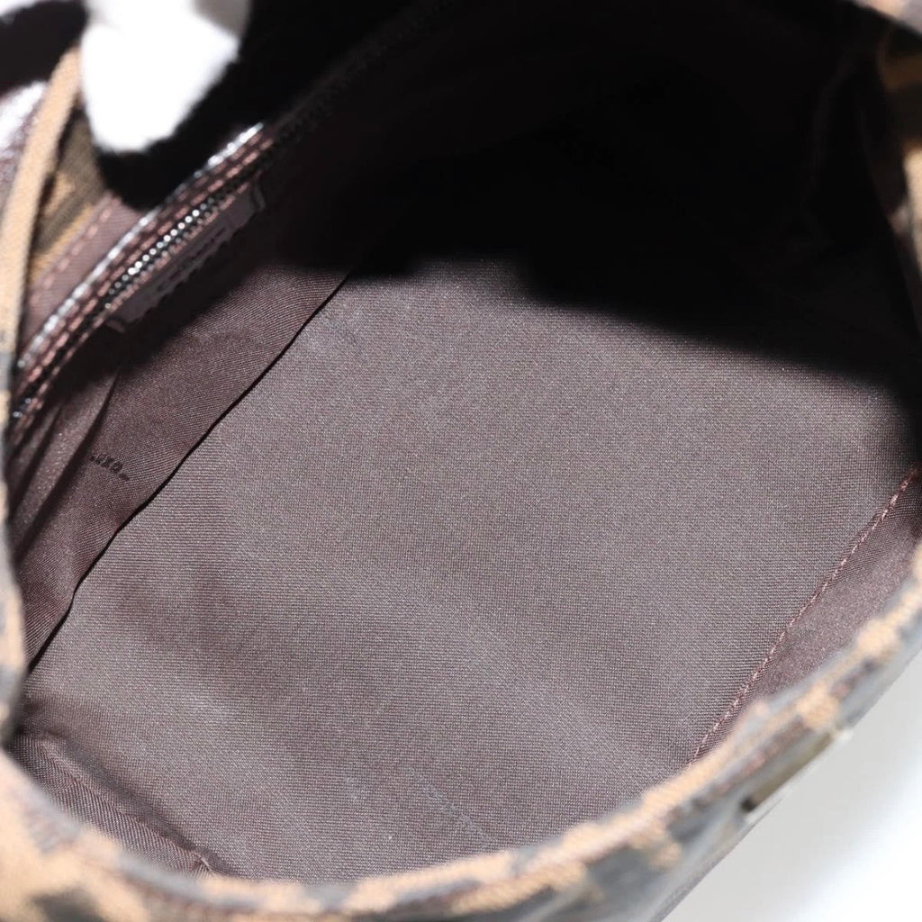 Fendi Brown Zucca Canvas Rounded Baguette