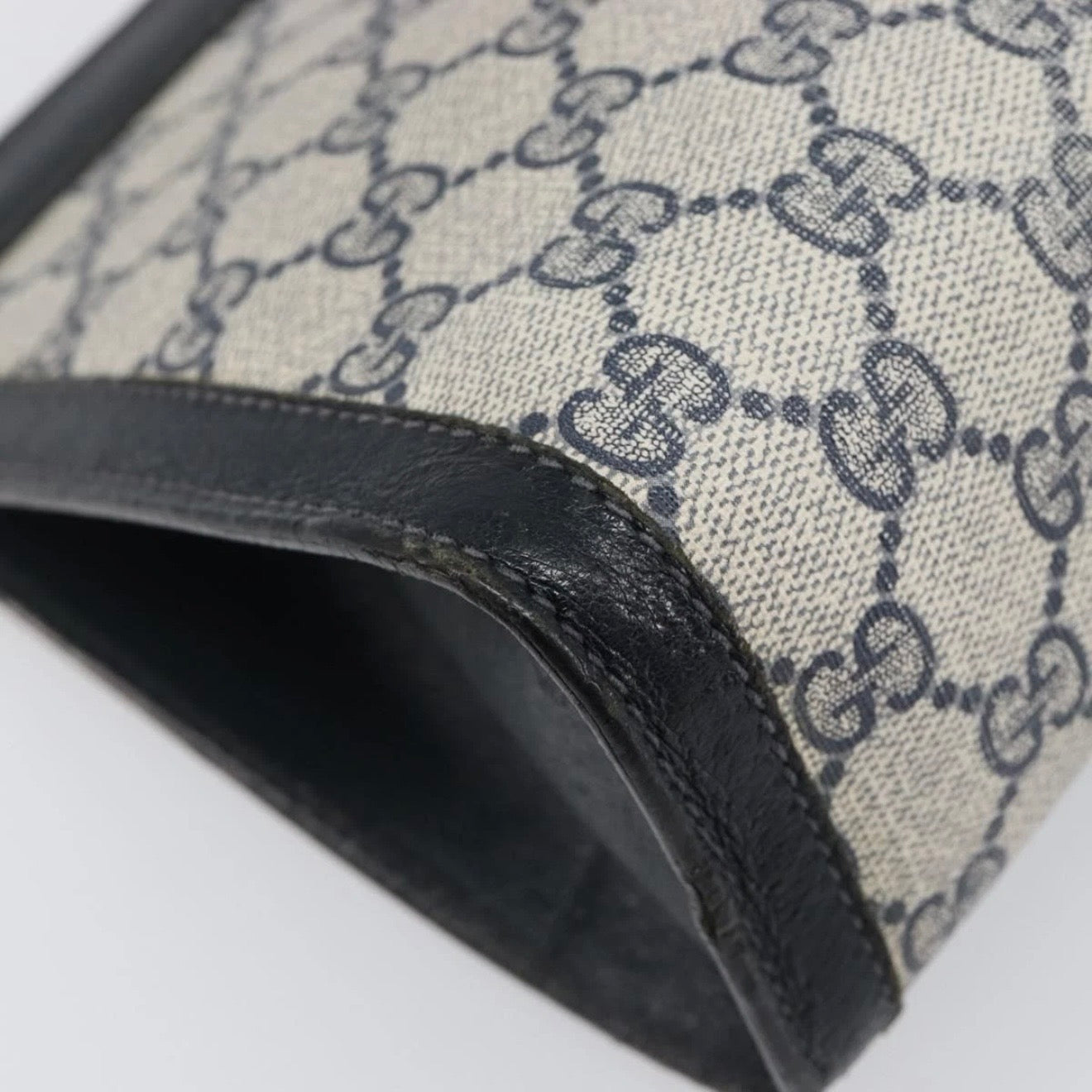 Gucci Navy Monogram Sherry Line Clutch