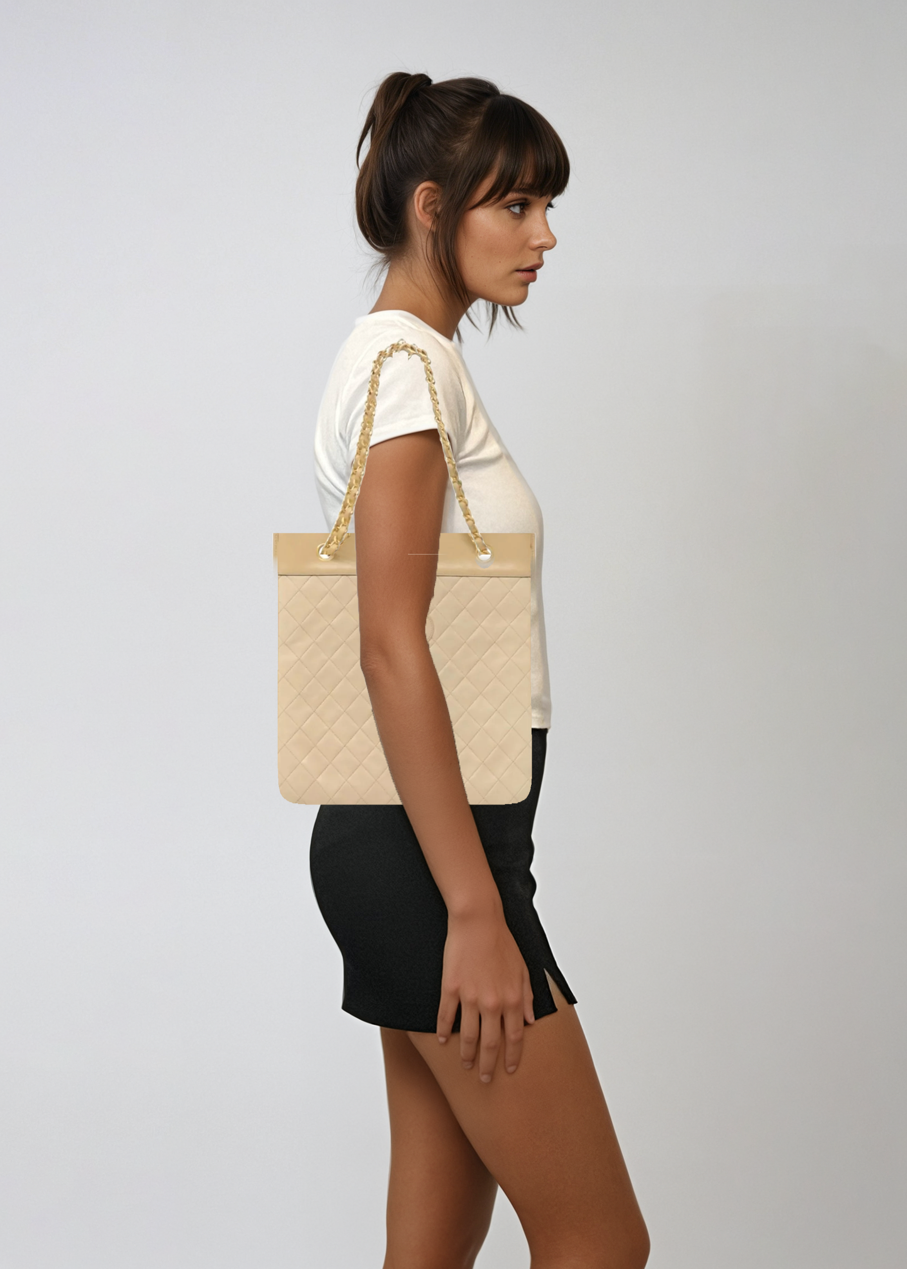 Chanel Quilted Tan Handbag